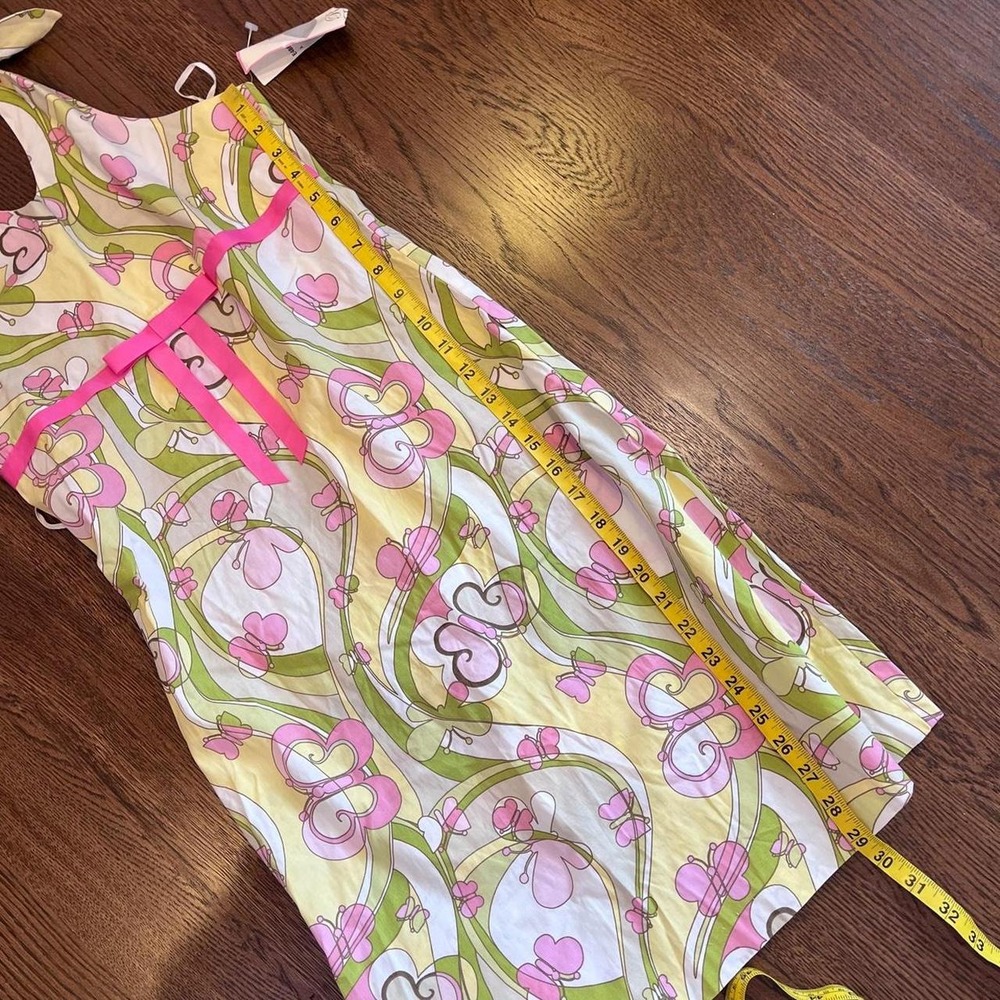 Y2K DEADSTOCK1960s Style Pink & Green Paisley Heart Butterfly Halter Dress Small - Picture 8 of 8